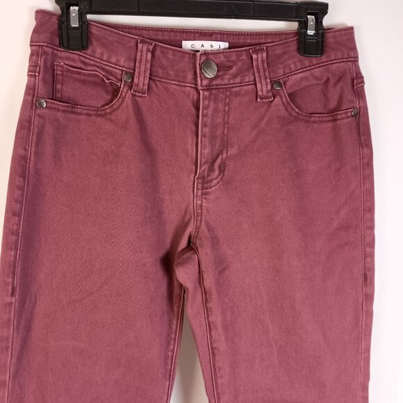 CAbi Skinny Ankle Jeans Bordeaux Burgundy Size 6 Stretch Denim Great Cond - Picture 2 of 6